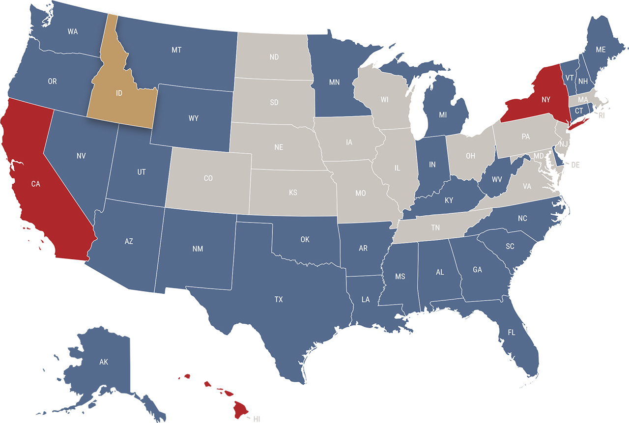 Idaho reciprocity map