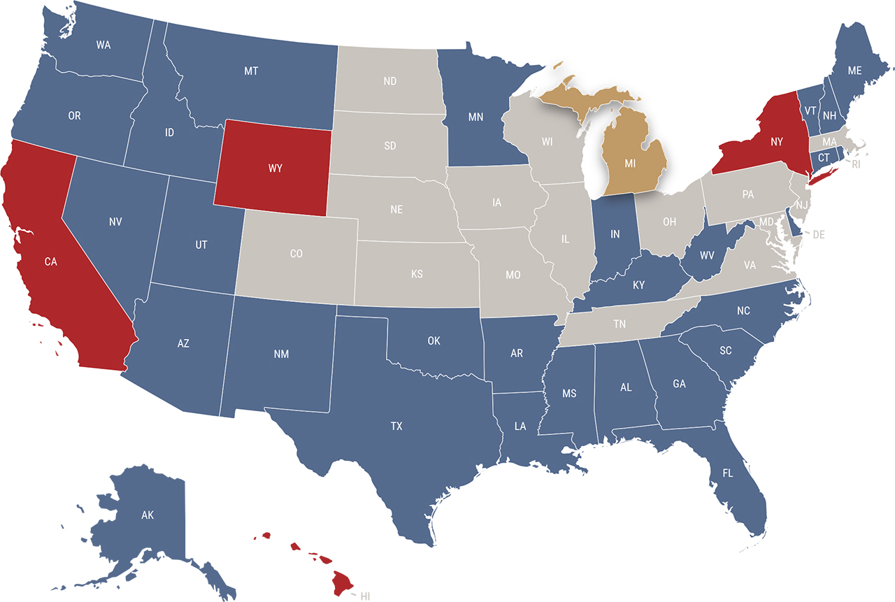 Michigan reciprocity map