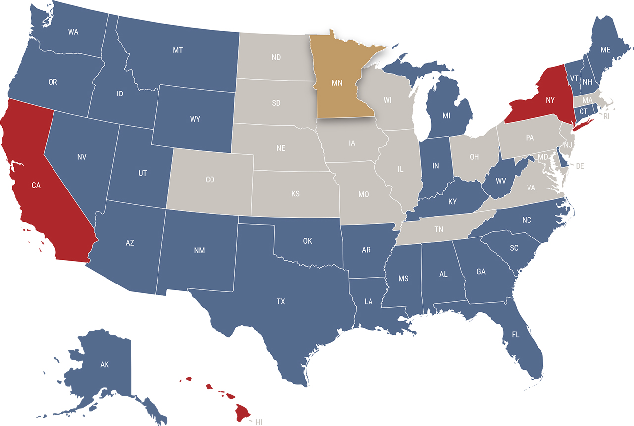 Minnesota reciprocity map