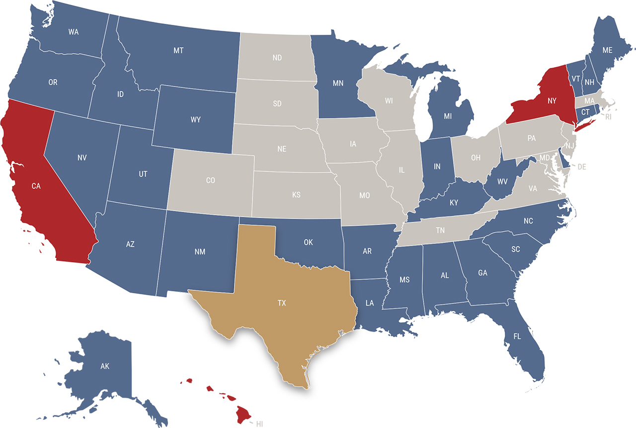 Texas reciprocity map