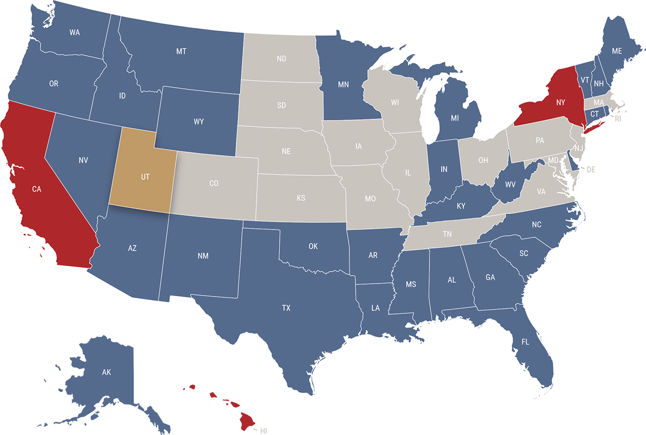 Utah reciprocity map