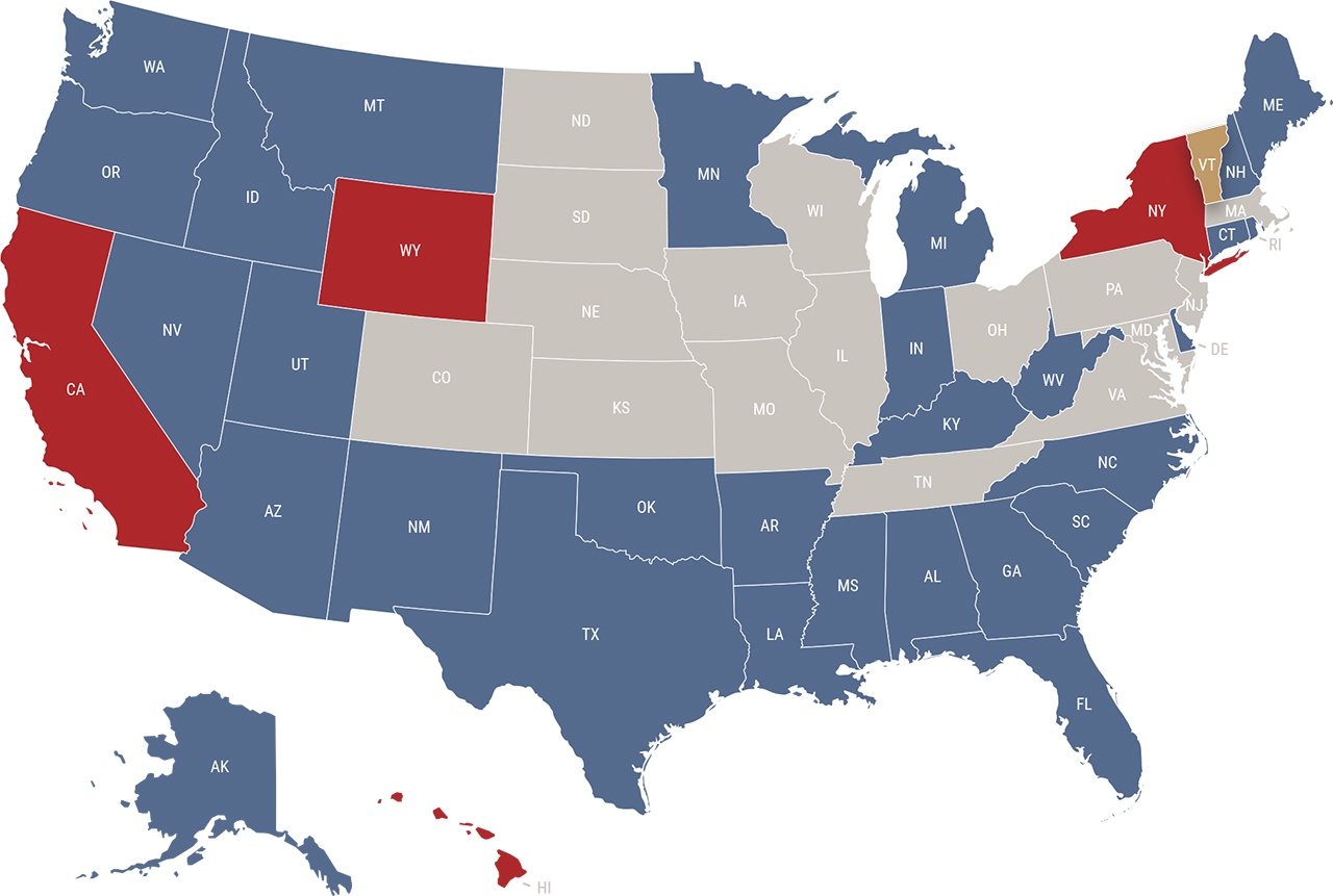 Vermont reciprocity map