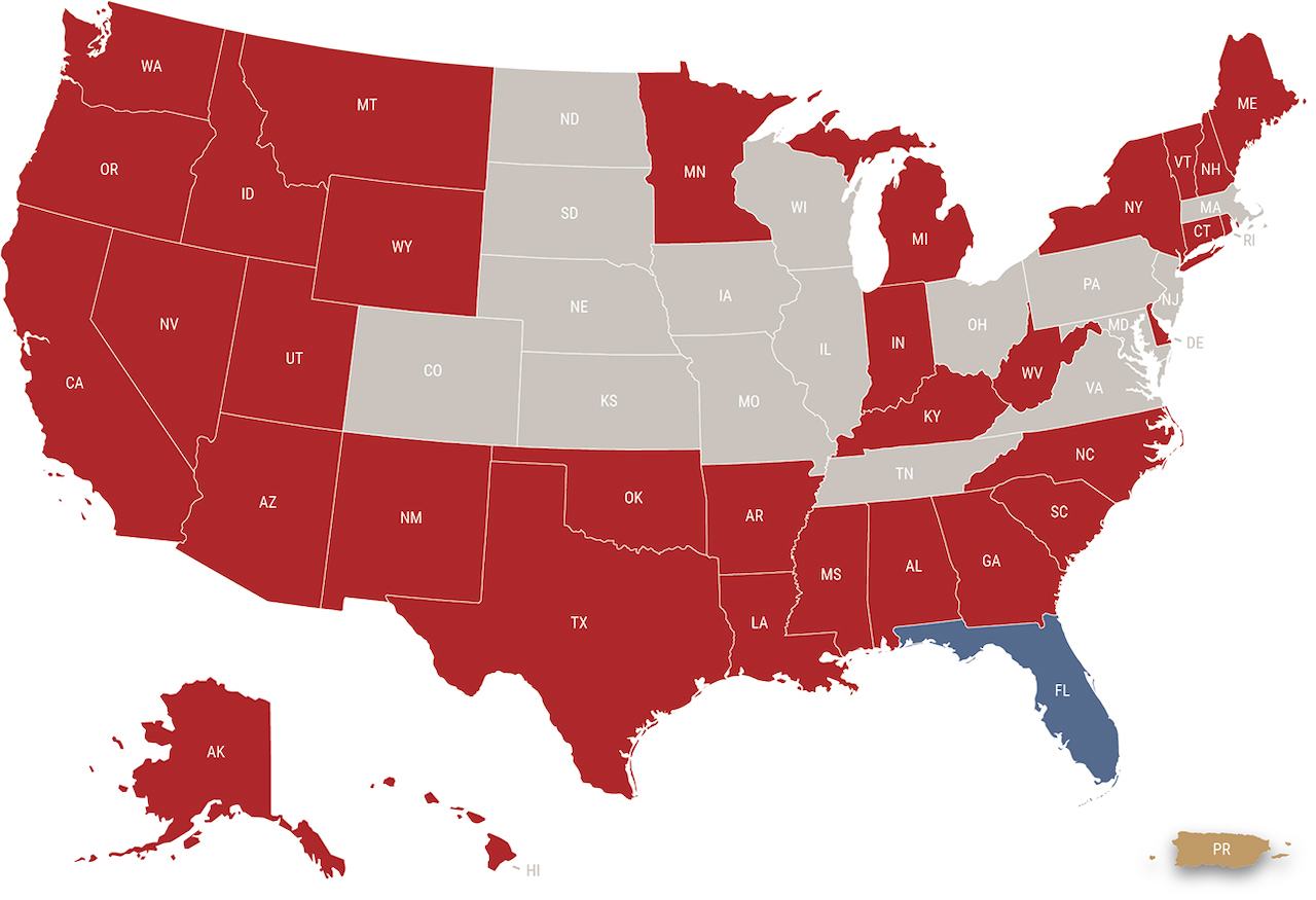 Puerto Rico Reciprocity map