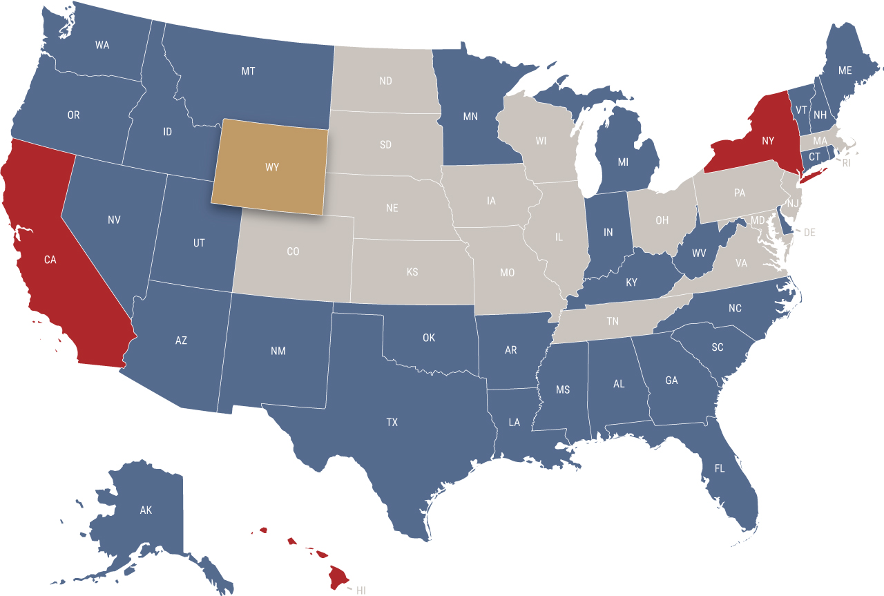 Wyoming reciprocity map